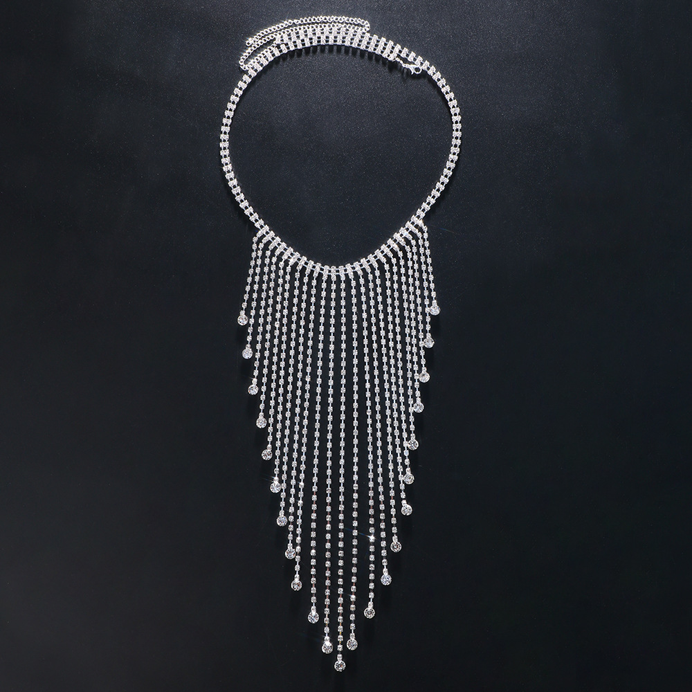 Women Crystal Body Chain Jewelry With Rhinestone Fringe Design